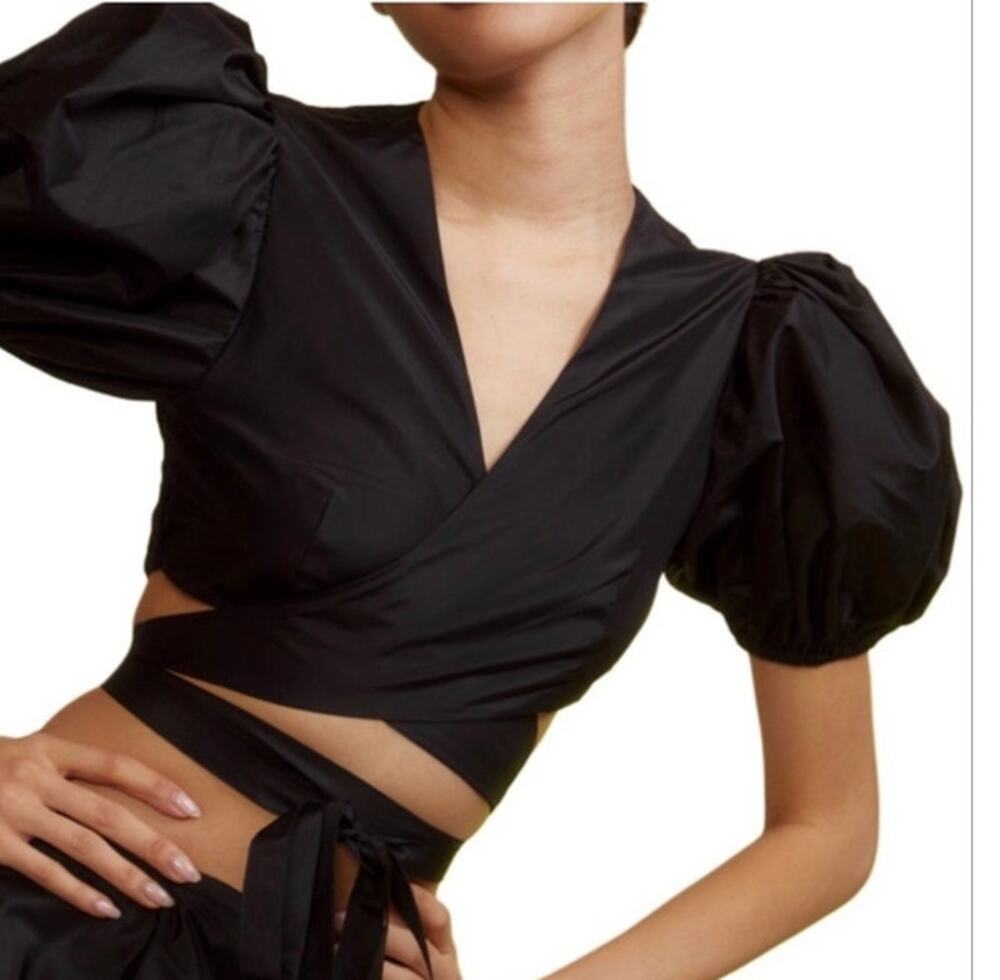 Cynthia Rowley Tafetta Smocked Tie Top